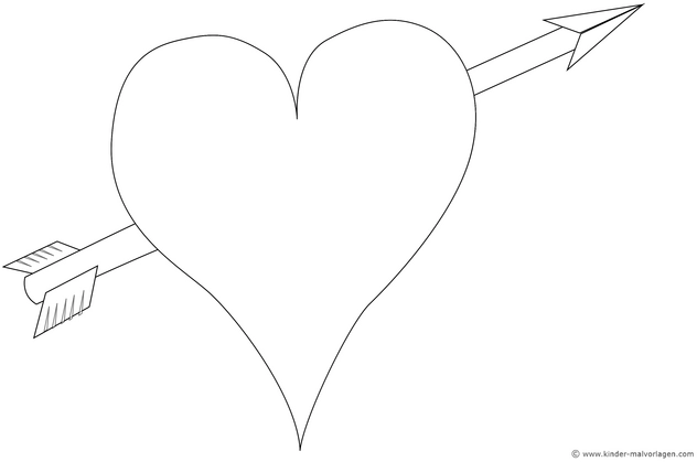 herz-motiv-mit-pfeil-ausmalvorlage