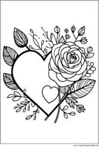 herz-rose-ausmalvorlage