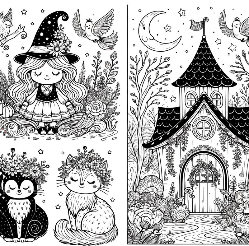 hexen-und-tiere-malen-und-ausmalen