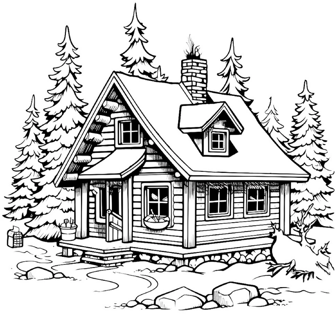 holzhaus-im-wald-ausmalvorlage