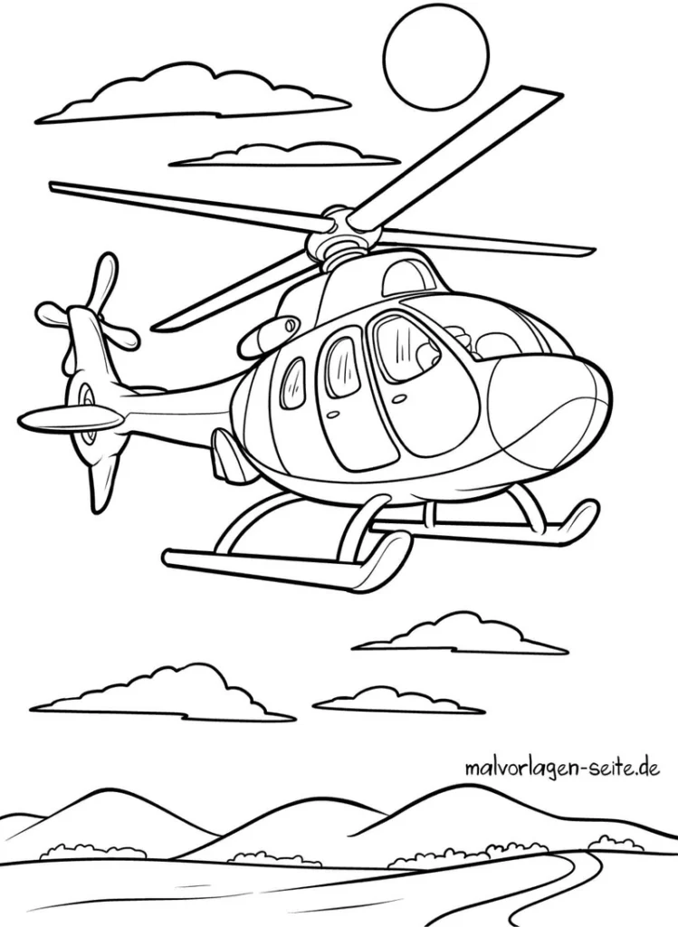 hubschrauber-in-der-luft-mit-wolken-und-sonne