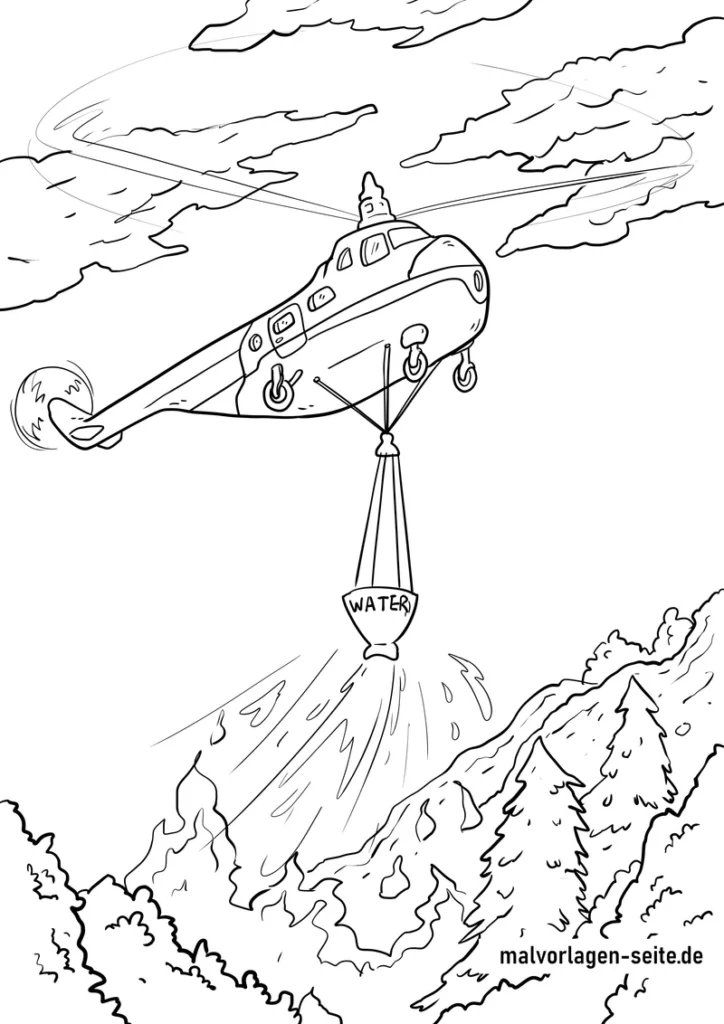 hubschrauber-wasserabwurf-ueber-wald