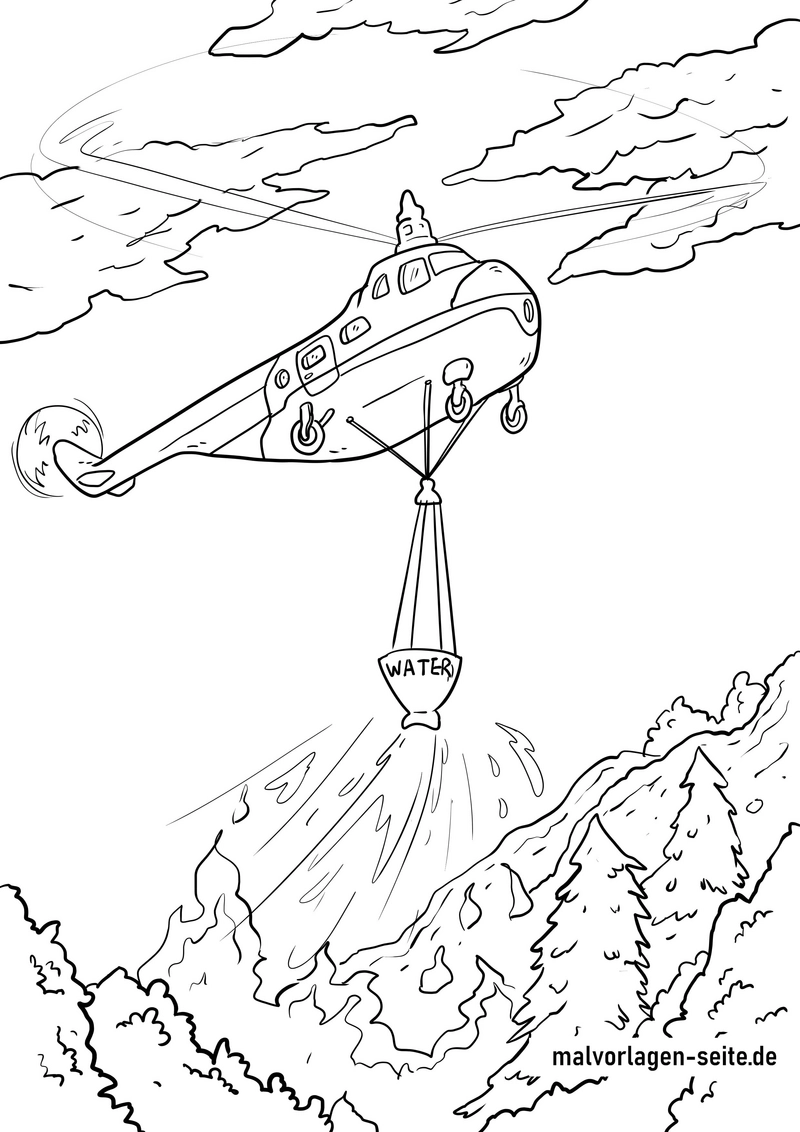 hubschrauber-wasserabwurf-ueber-wald