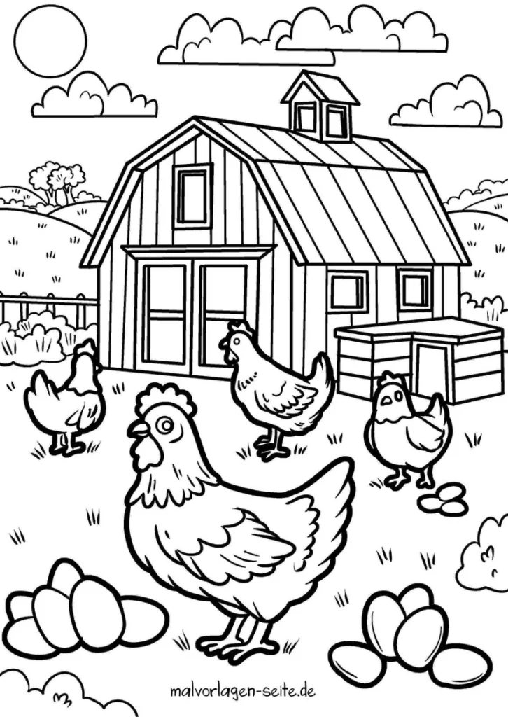 huehner-bauernhof-szene-ausmalen