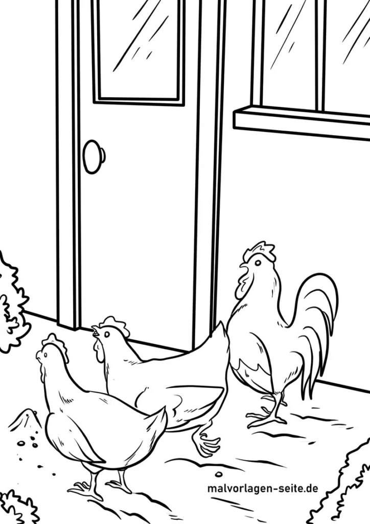 huehner-im-garten-ausmalvorlage
