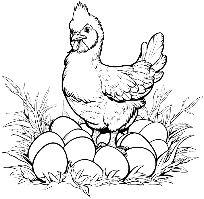 huhn-auf-eiern-in-der-natur