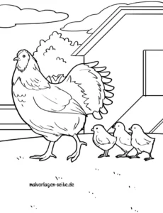 huhn-mit-kueken-auf-dem-bauernhof