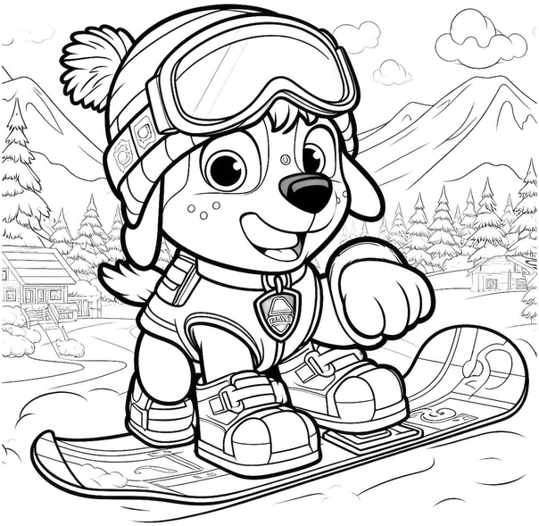 hund-auf-snowboard-in-winterlandschaft