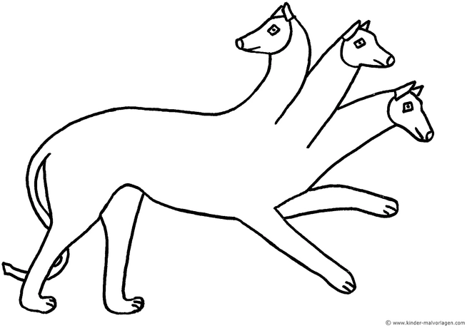 hund-drei-koepfe-malvorlage
