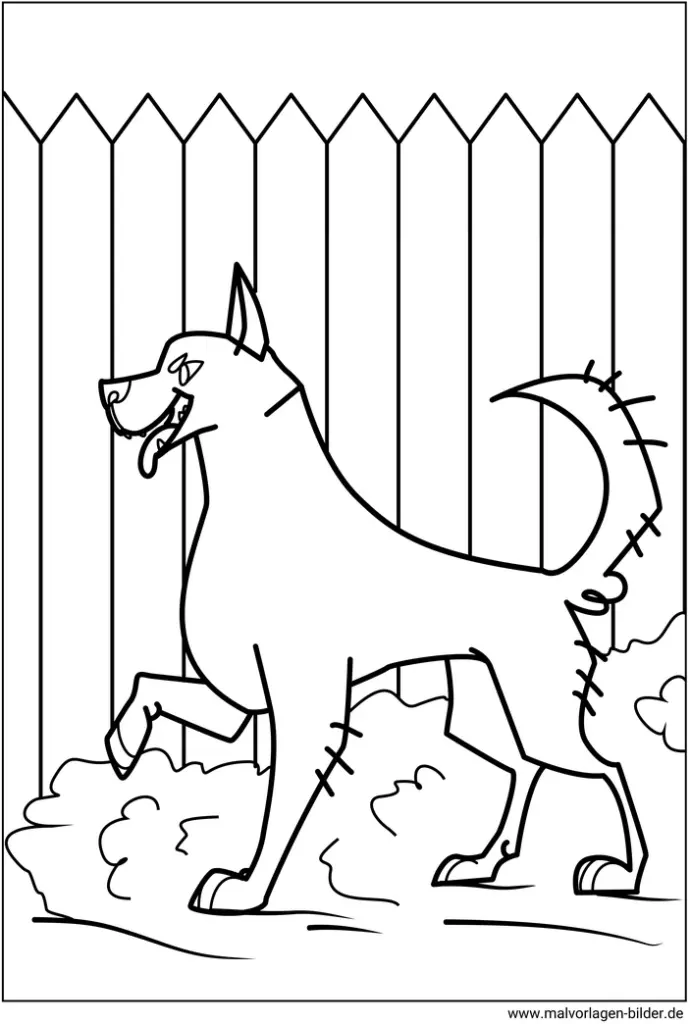 hund-im-garten-ausmalvorlage