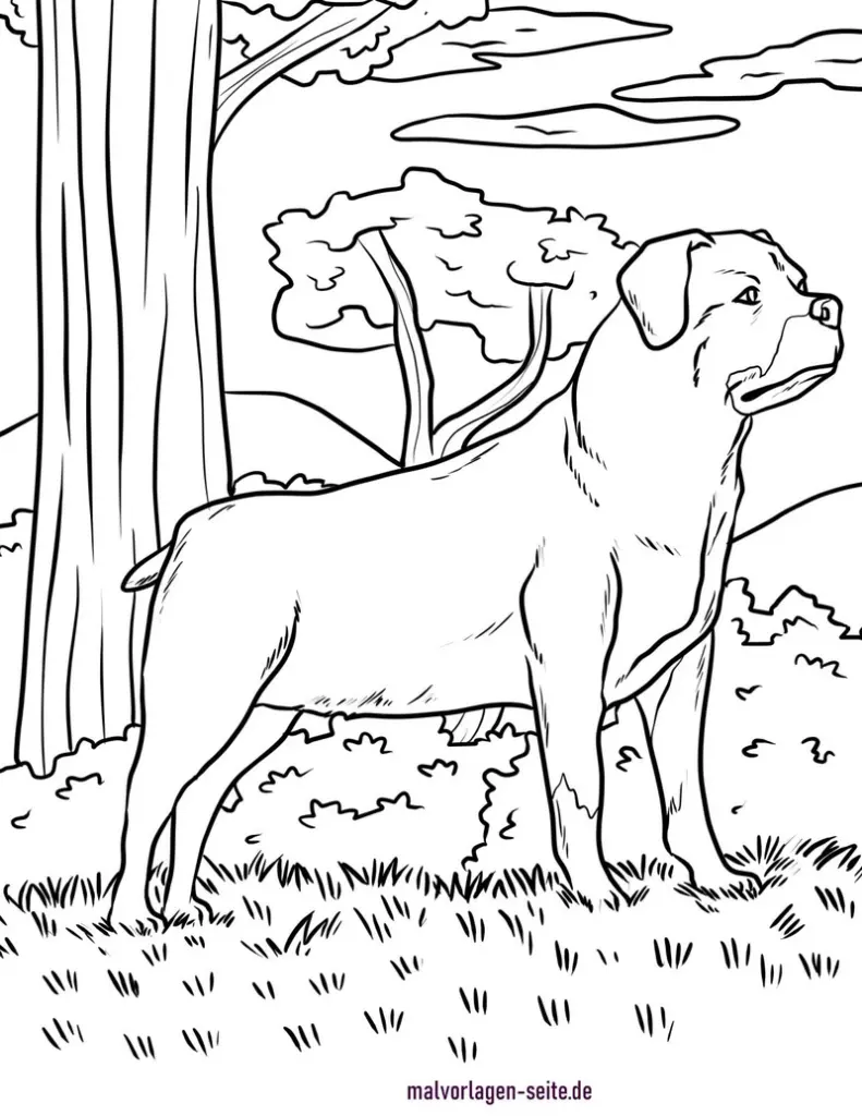 hund-in-der-natur-malvorlage