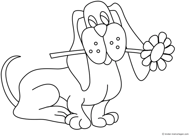 hund-mit-blume-ausmalen