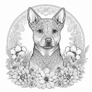 hund-mit-blumen-ausmalvorlage