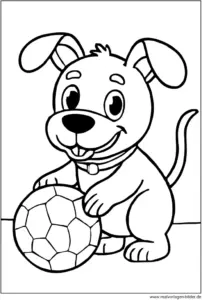 hund-mit-fussball-ausmalbild