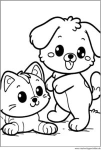 hund-und-katze-ausmalbild