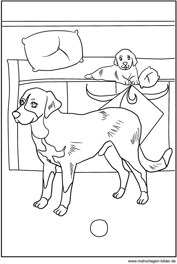 hund-und-welpe-ausmalvorlage