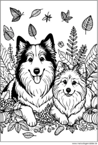 hunde-in-herbst-ausmalvorlage