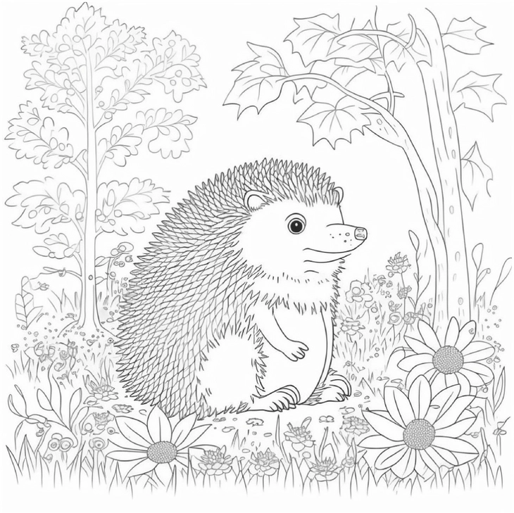 igel-im-wald-ausmalvorlage