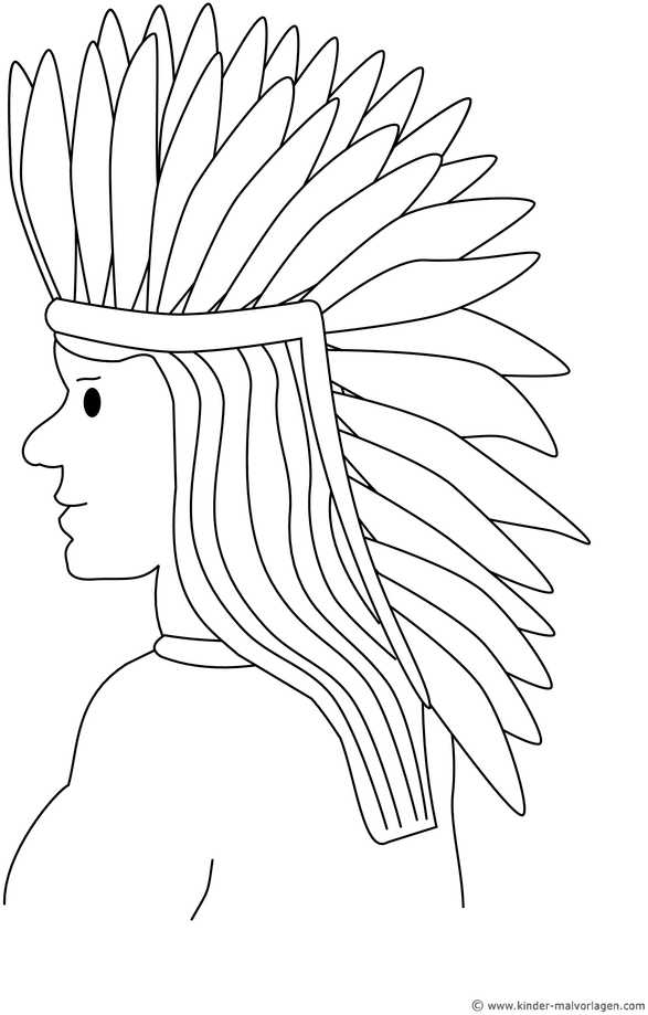 indianer-mit-federschmuck-malvorlage