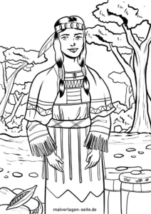indigene-frau-in-traditioneller-kleidung-malvorlage