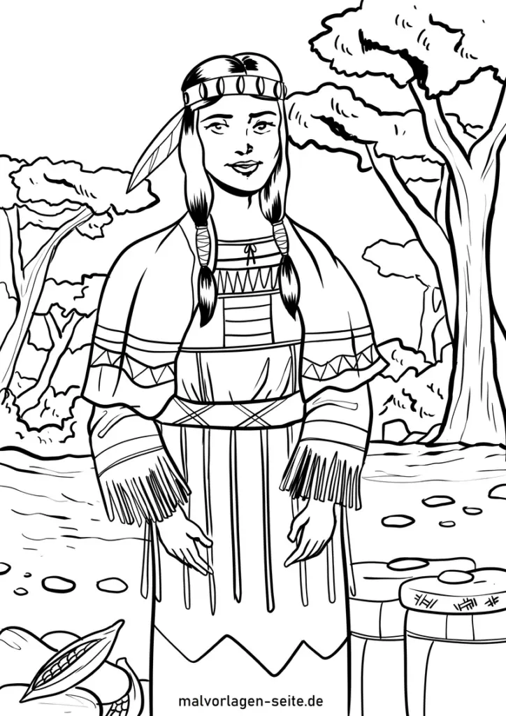 indigene-frau-in-traditioneller-kleidung-malvorlage