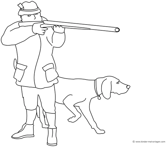 jaeger-und-hund-ausmalvorlage