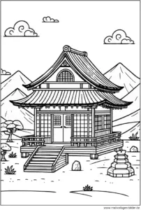 japanisches-haus-ausmalvorlage
