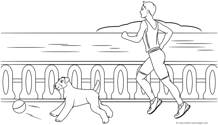 jogger-und-hund-in-natur-ausmalbild