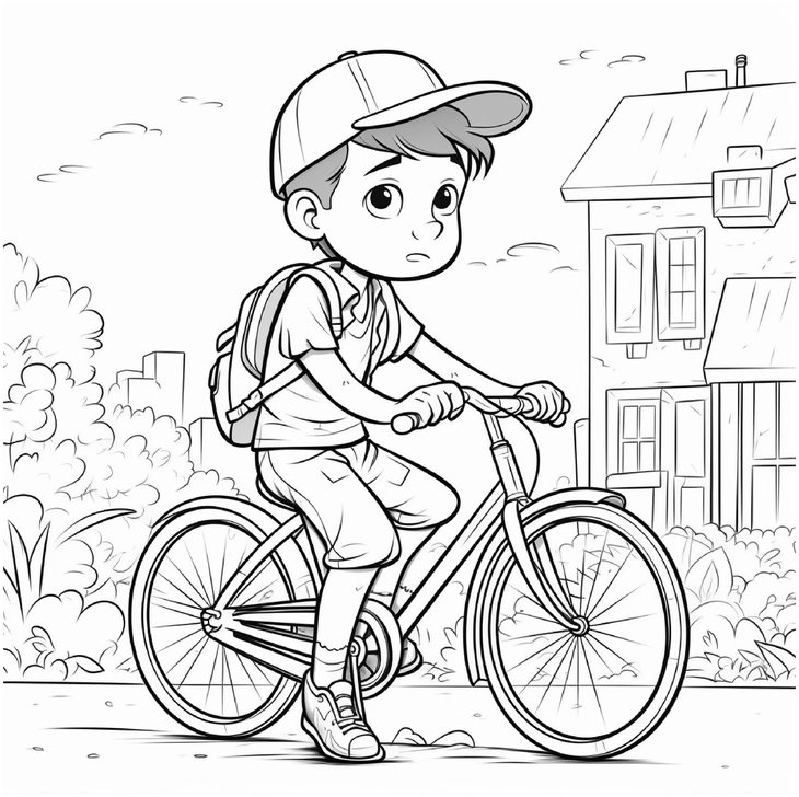 junge-auf-fahrrad-mit-rucksack-und-kappe