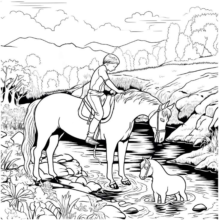 junge-auf-pferd-am-fluss-in-der-natur