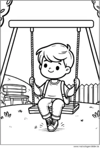 junge-auf-schaukel-ausmalvorlage