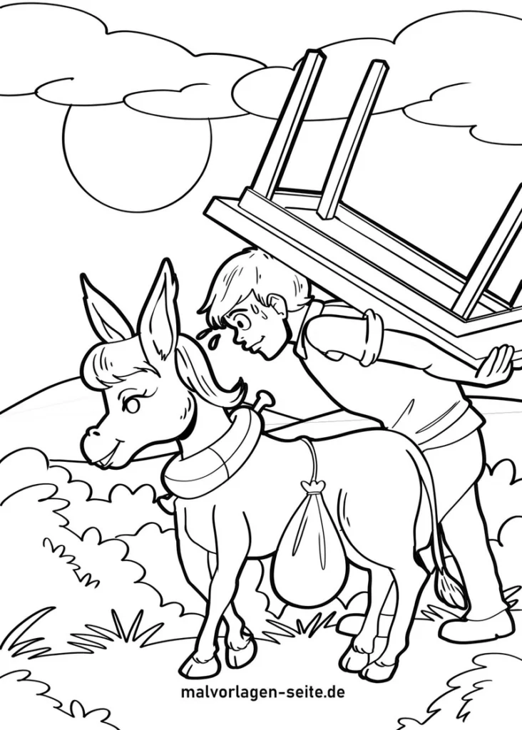 junge-mit-esel-und-tisch-in-der-natur