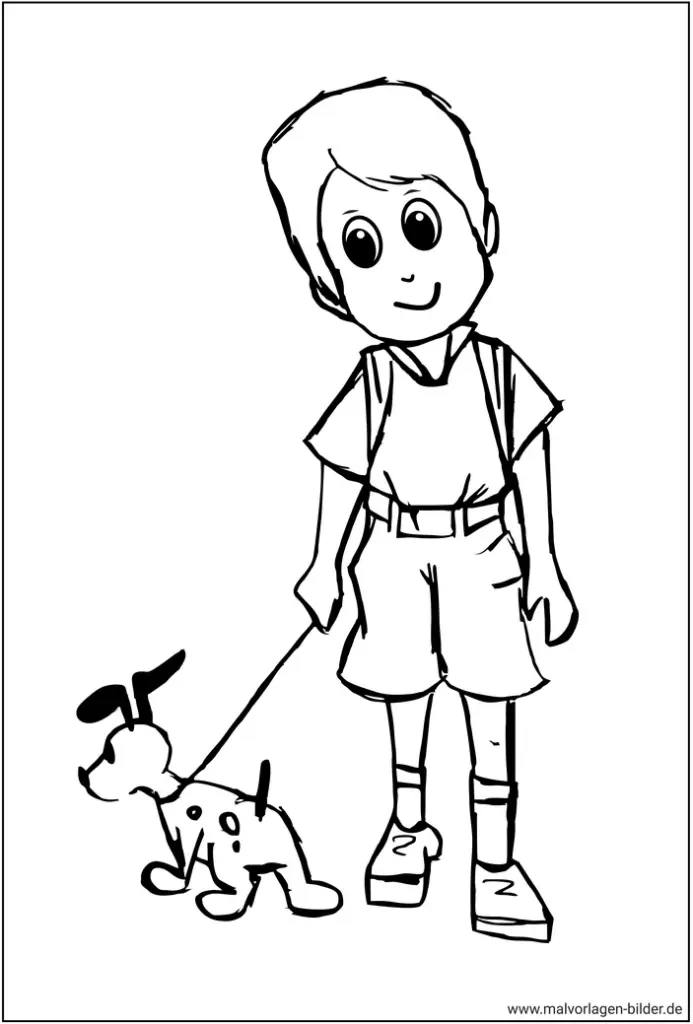 junge-mit-hund-ausmalvorlage
