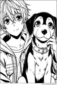 junge-mit-hund-ausmalvorlage