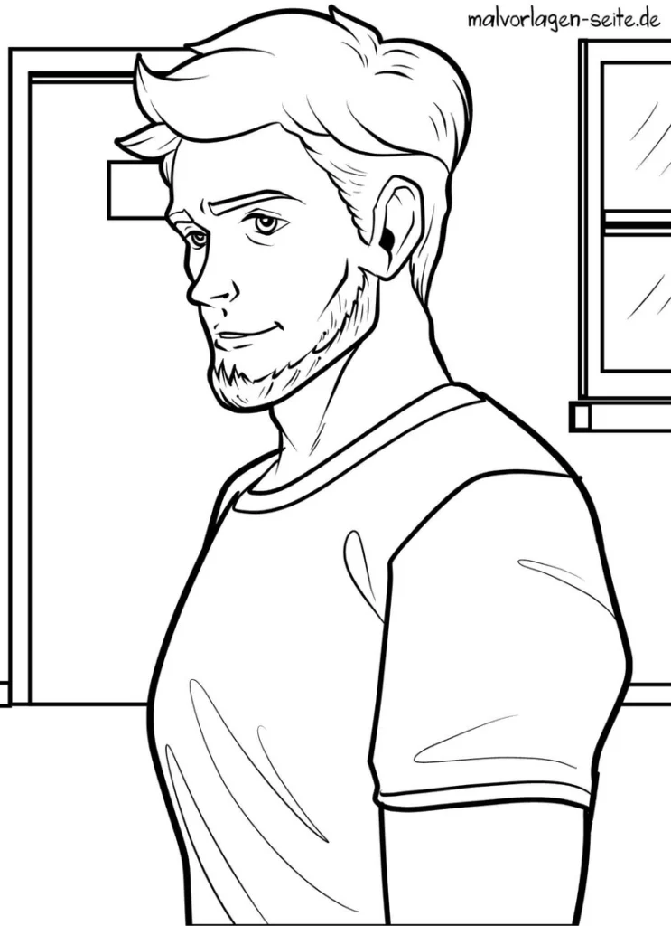 junger-mann-in-einem-raum-ausmalvorlage