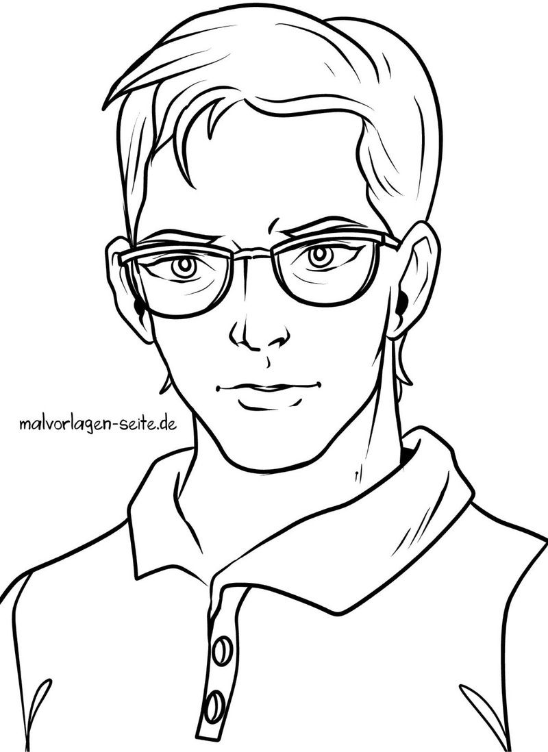 junger-mann-mit-brille-ausmalvorlage