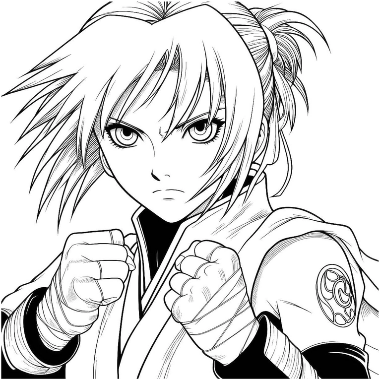 kaempferische-anime-figur-ausmalvorlage