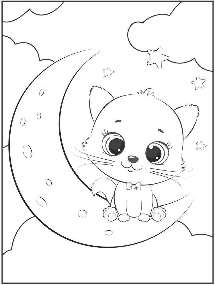 kaetzchen-auf-dem-mond-und-sternen