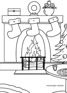 kamin-mit-weihnachtsstrumpfen-und-baum