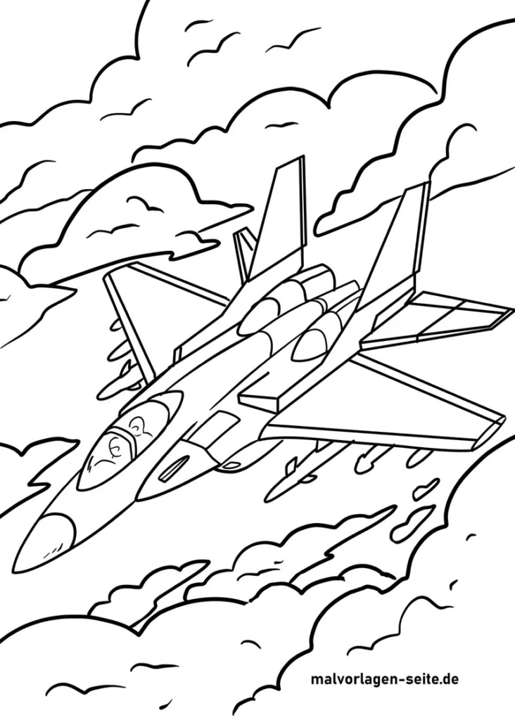 kampfjet-in-den-wolken-malvorlage