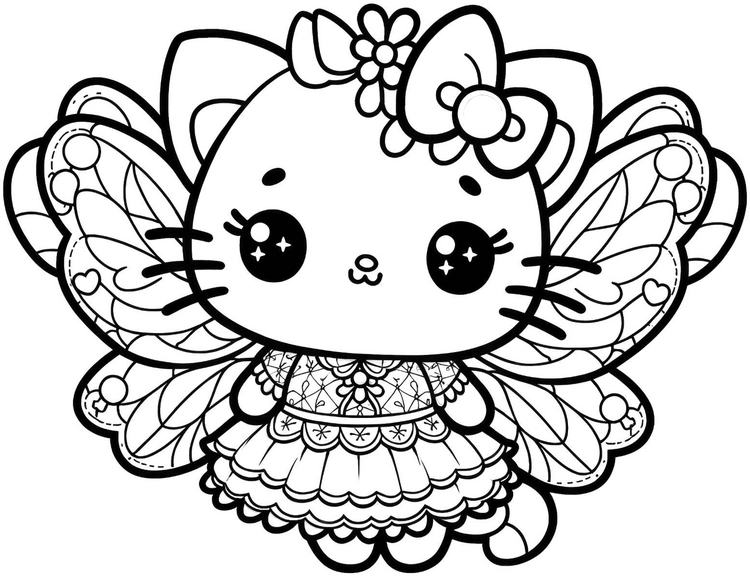 katze-mit-fluegeln-und-blumen-ausmalvorlage