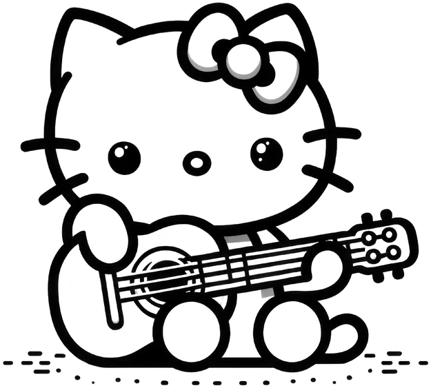 katze-mit-gitarre-ausmalvorlage
