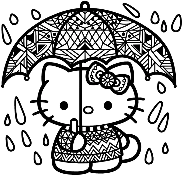 katze-mit-regenschirm-ausmalvorlage