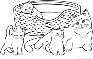 katzenfamilie-im-korb-ausmalvorlage