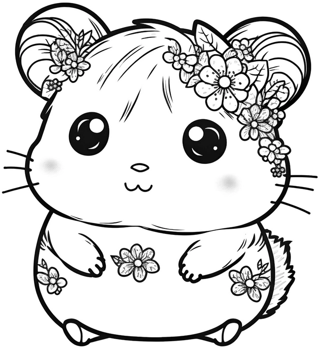 kawaii-hamster-mit-blumen-malvorlage