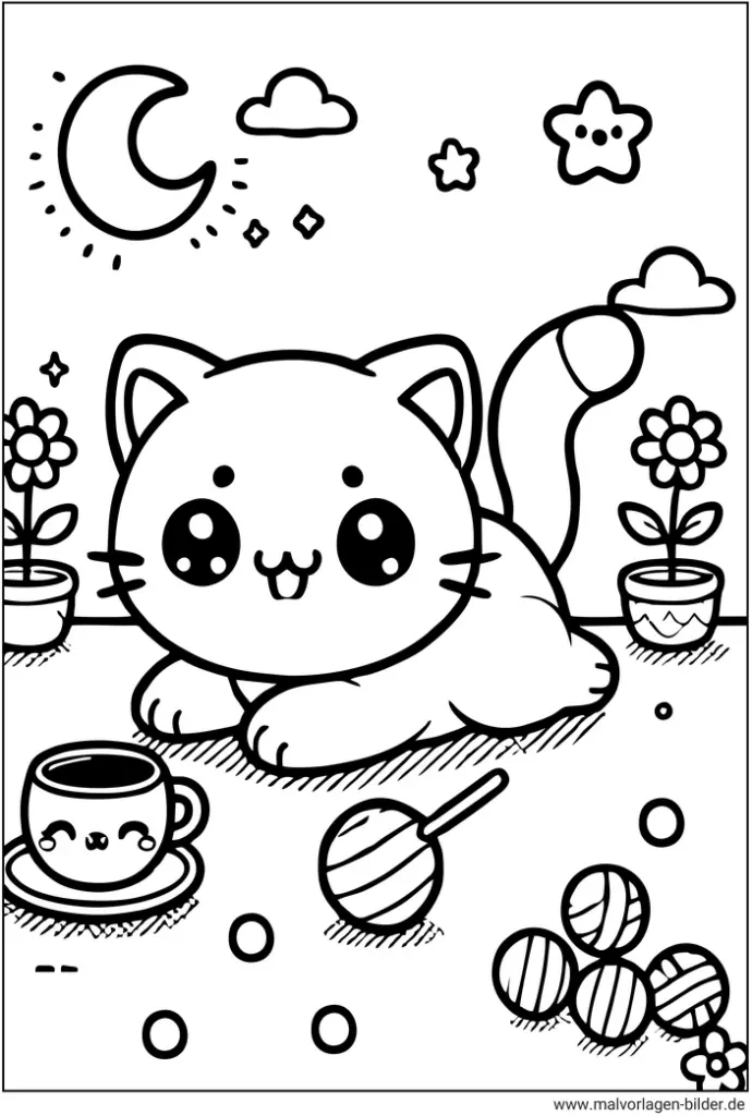 kawaii-katze-und-blumen-ausmalvorlage