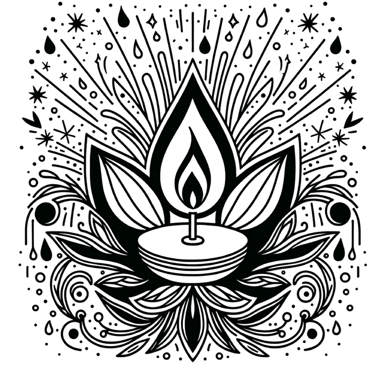 kerze-und-blumen-malvorlage-ausdrucken