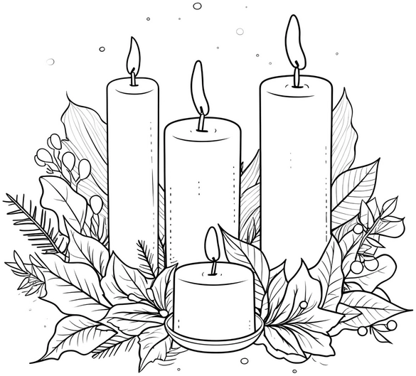 kerzen-und-pflanzen-weihnachtsmalvorlage
