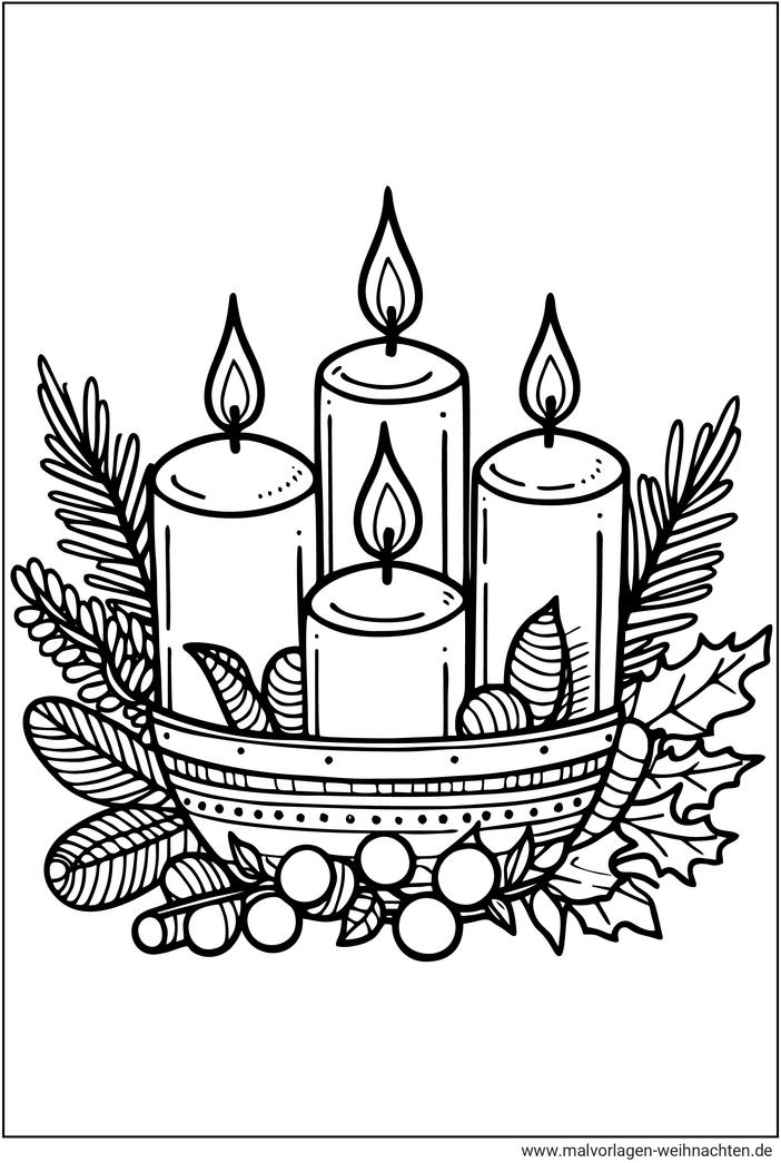 kerzen-weihnachten-ausmalvorlage