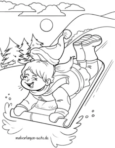 kind-schlittenfahren-im-schnee-malen